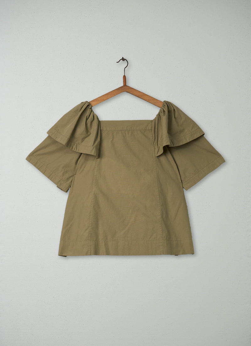 Reworn Frill Sleeve Top Size 12 (184) | Marigold