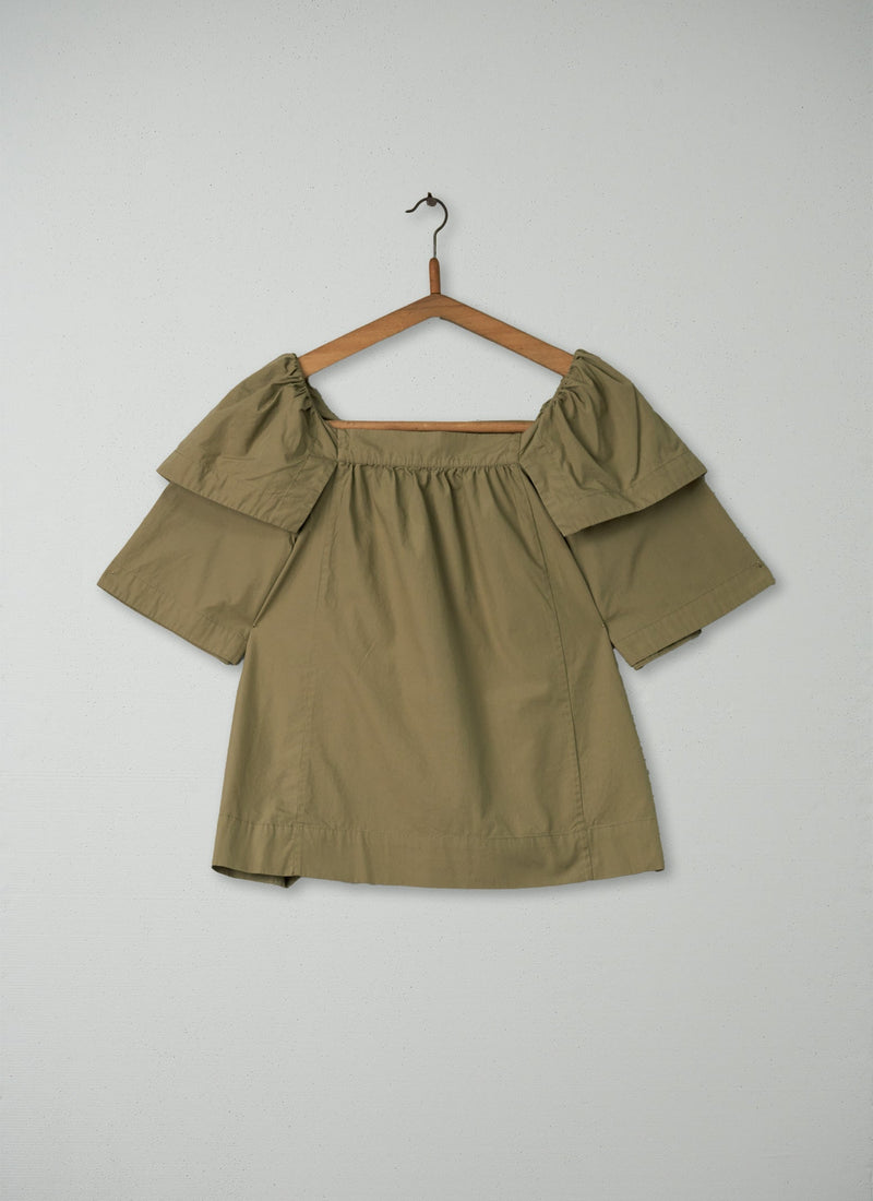 Reworn Frill Sleeve Top Size 12 (184) | Marigold