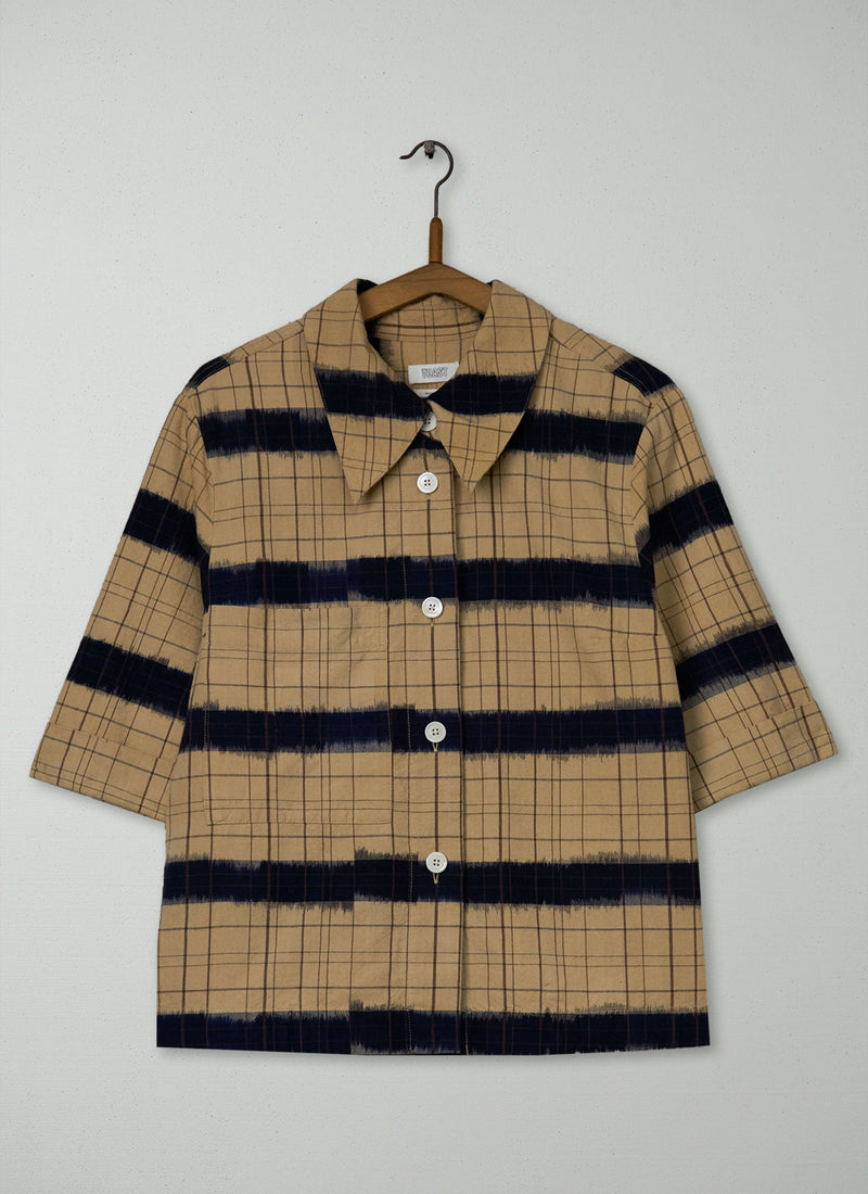 Reworn Ikat Check Shirt Size 12 (945) | Multi