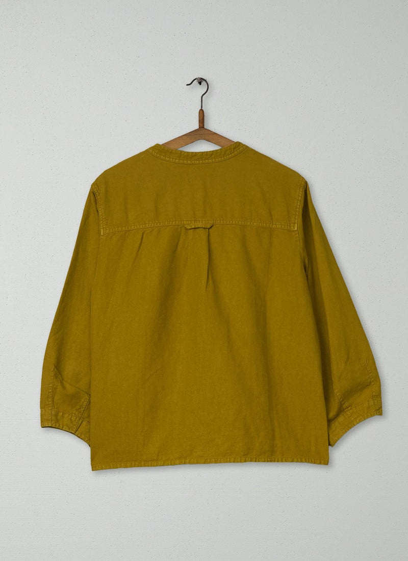 Reworn Cotton Linen Twill Shirt Size 8 (813) | Brass