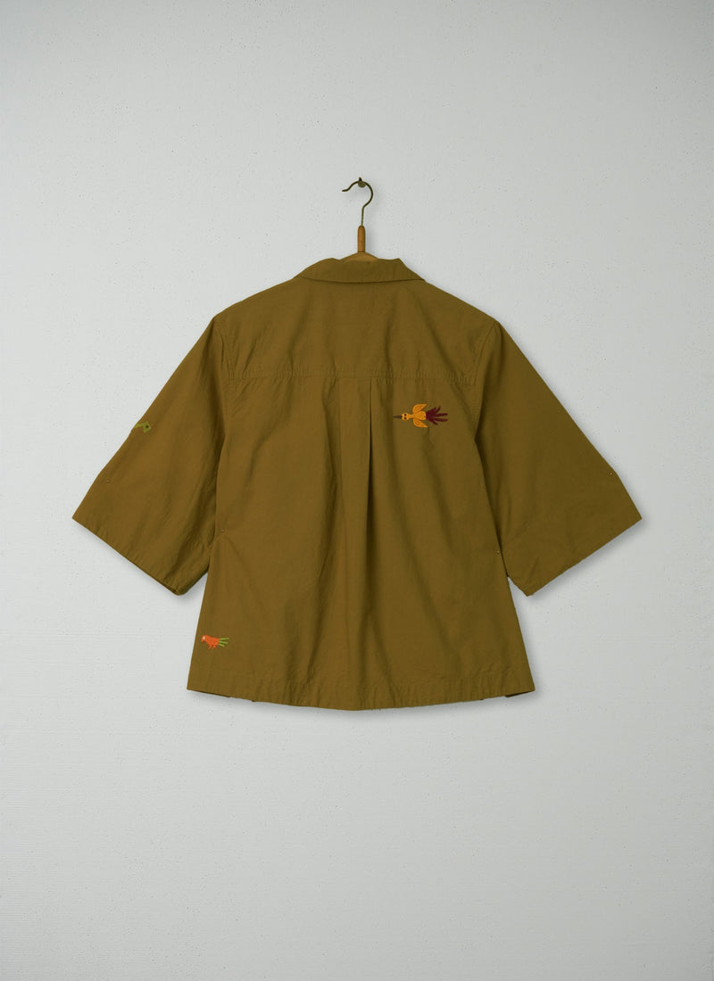 Reworn Embroidered PJ Shirt Size 16 (182) | Walnut