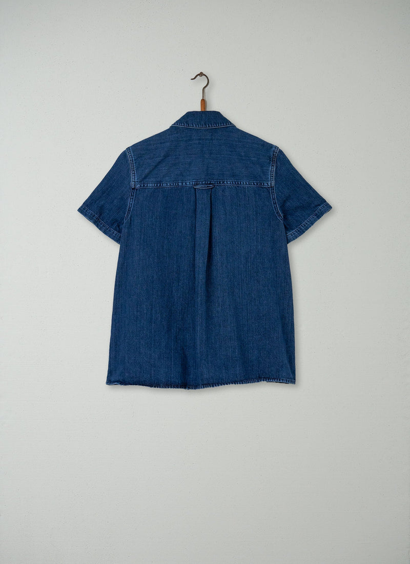 Reworn Denim Short Sleeve Shirt Size 10 (096) | Indigo
