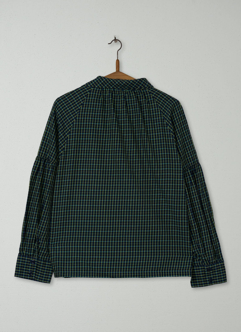 Reworn Check Cotton Tie Neck Shirt Size 10 (731) | Multi