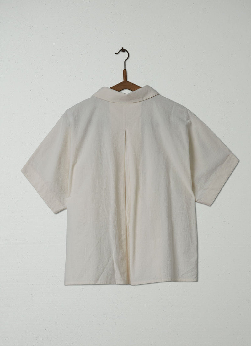Reworn Raffia Embroidered Shirt Size 12 (167) | Parchment