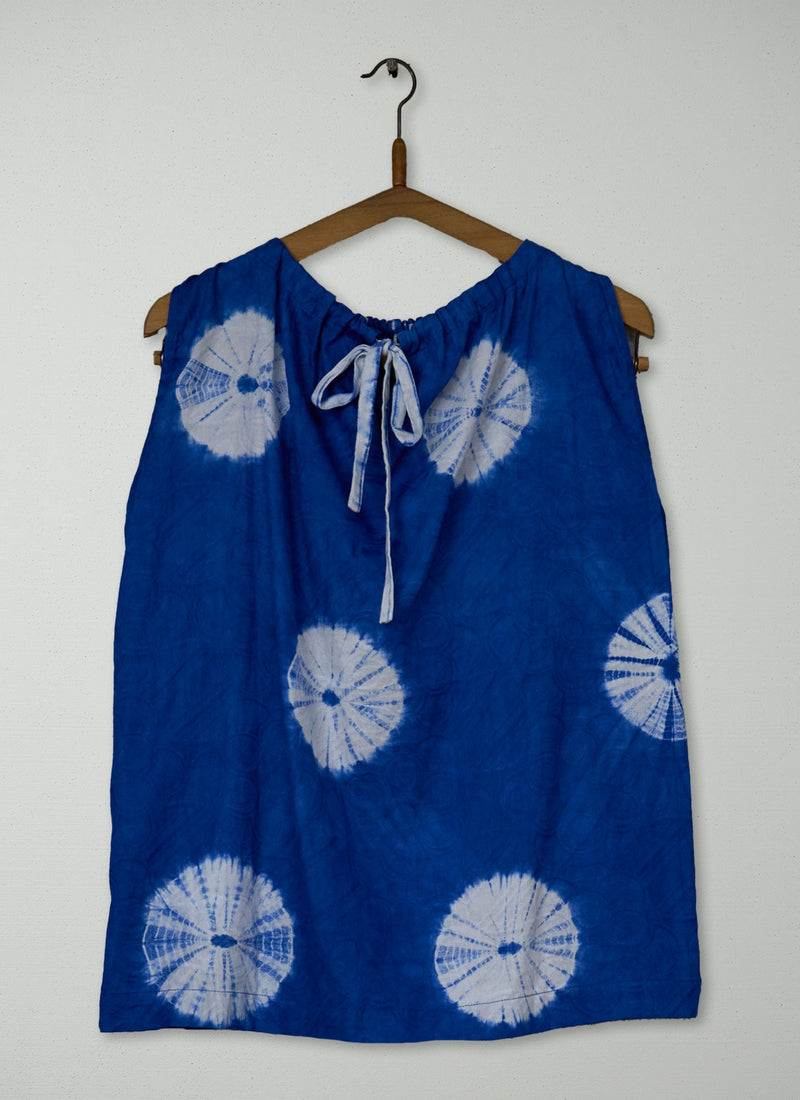 Reworn Tie Dye Gathered Neck Tank Size M (978) | River Blue