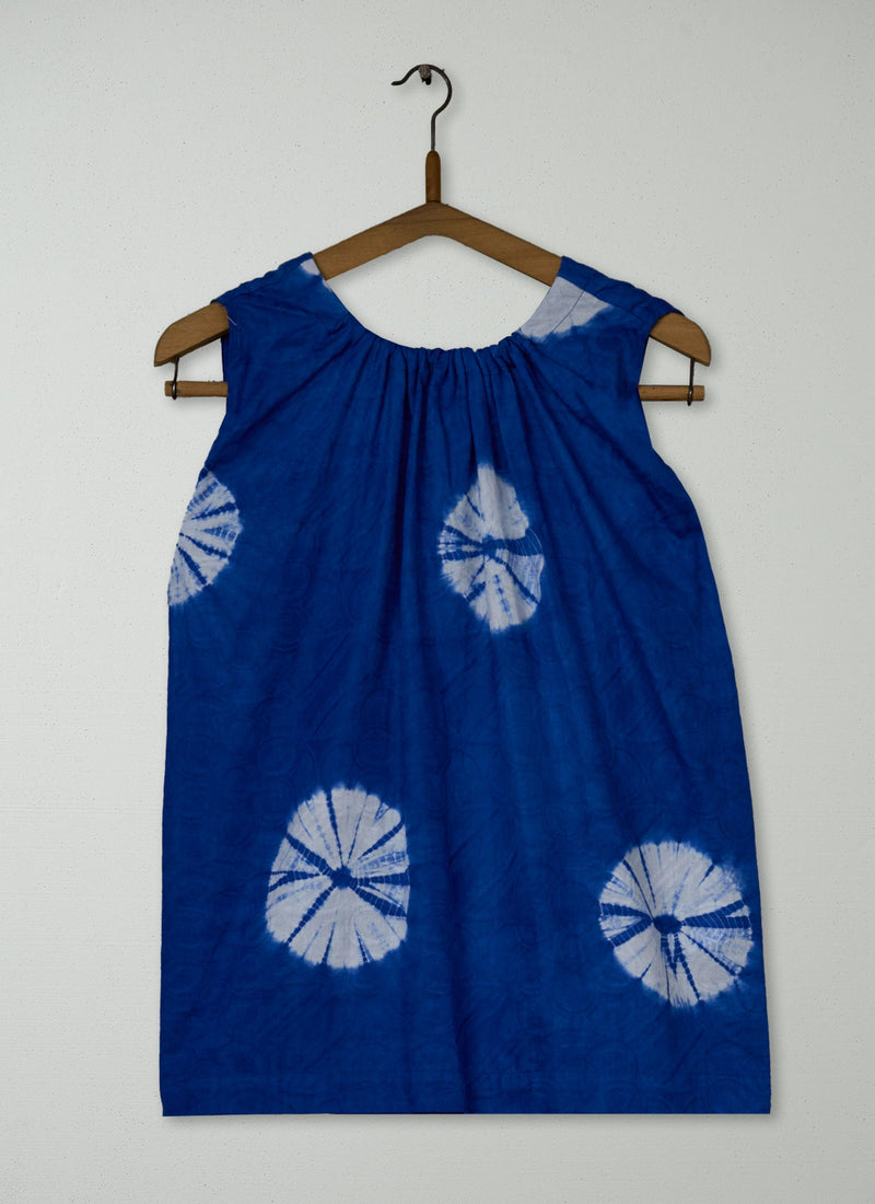Reworn Tie Dye Gathered Neck Tank Size M (978) | River Blue