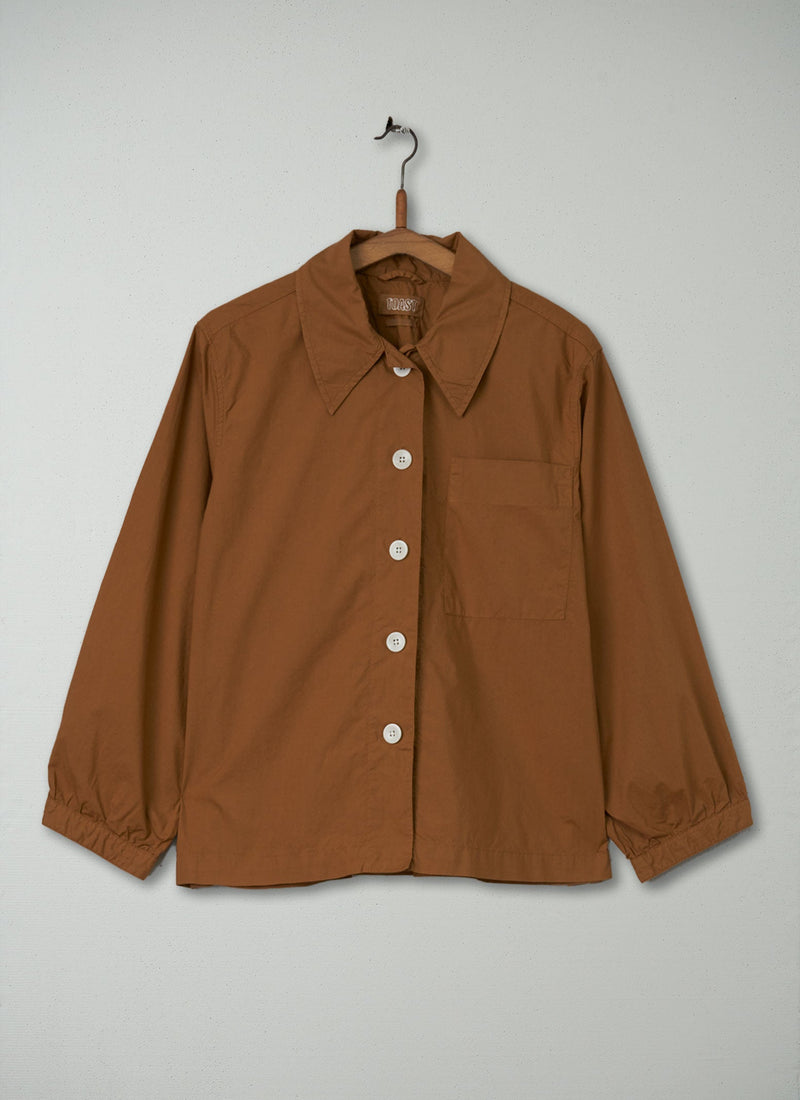 Reworn Poplin Patch Pocket Shirt Size 6 (922) | Tawny Brown