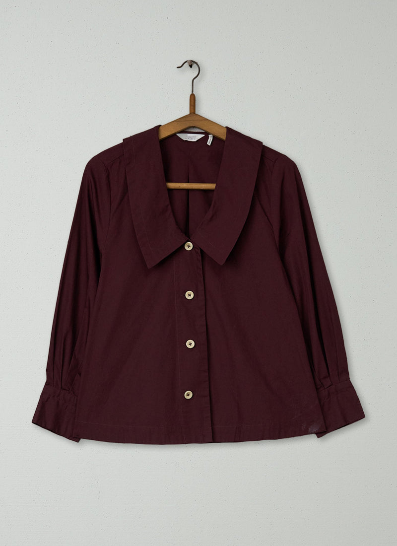 Reworn Dropped Collar Poplin Shirt Size 6 (801) | Hickory