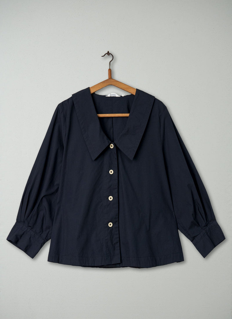 Reworn Dropped Collar Shirt Size 16 (205) | Navy