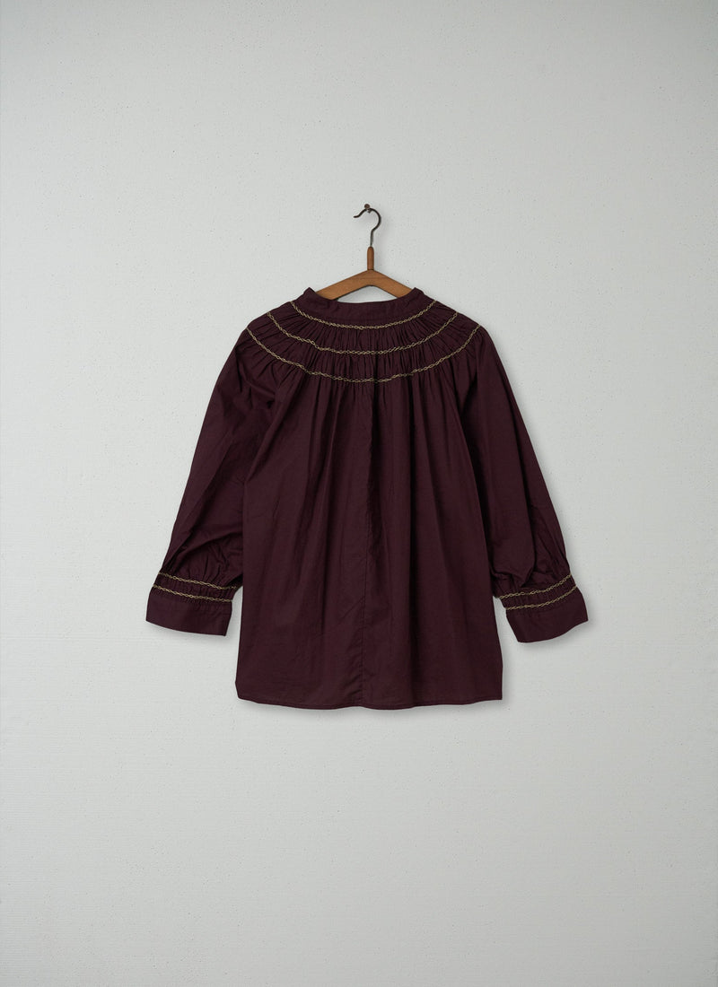 Reworn Gathered Smock Size L (064) | Hickory