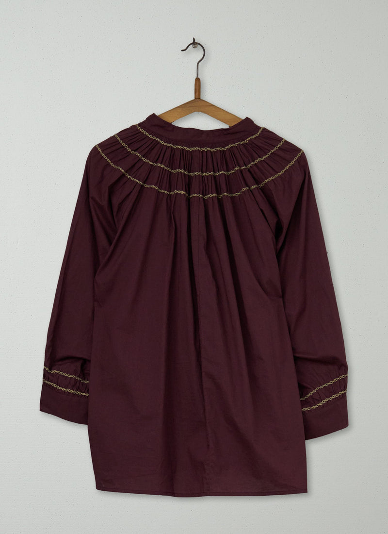 Reworn Chain Stitched Smock Top Size L (774) | Hickory
