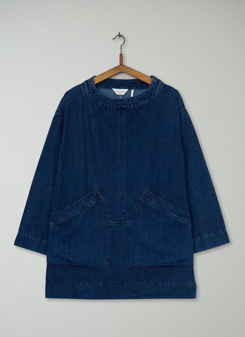 Reworn Denim Workwear Tunic Size 8 (732) | Indigo