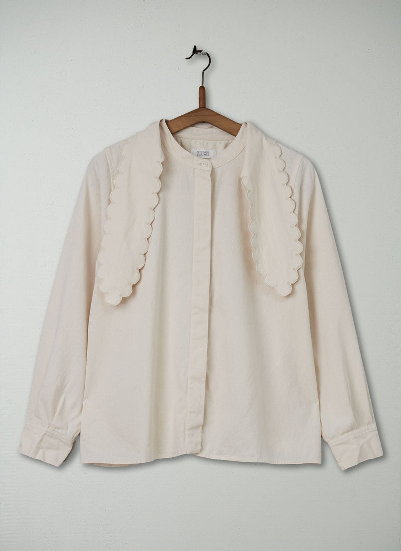 Reworn Cotton Pique Shirt Size 10 (240) | Ecru