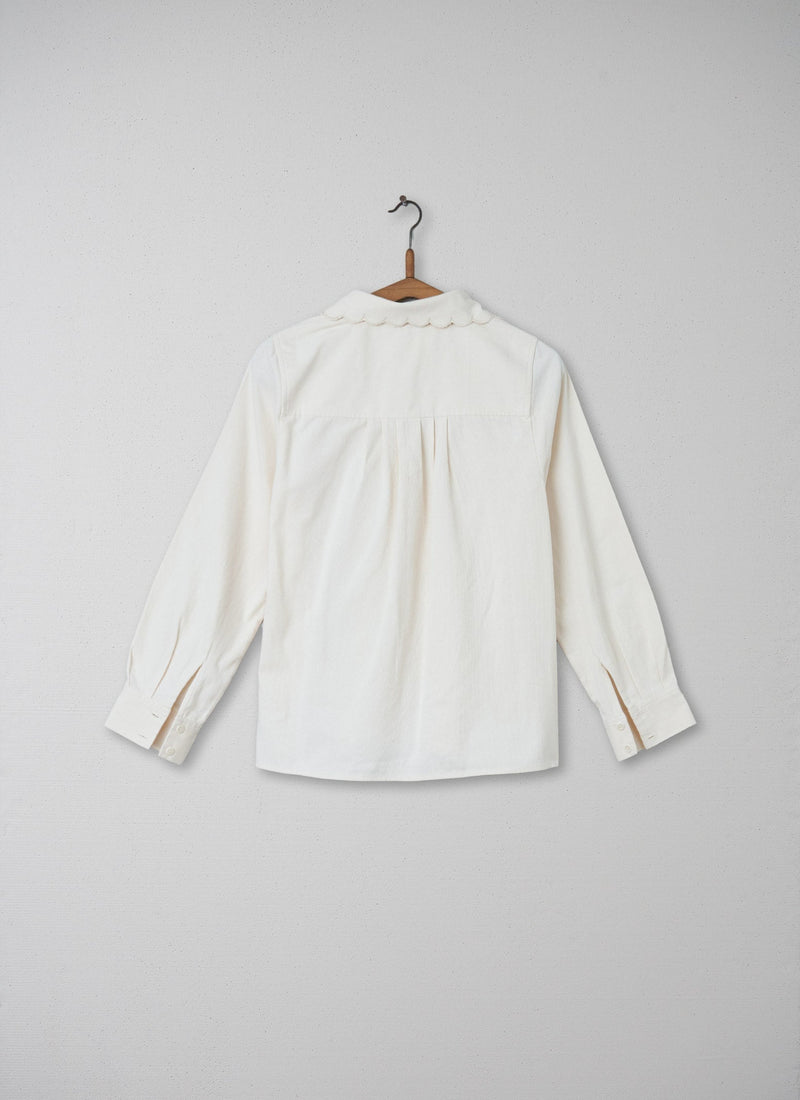 Reworn Tie Neck Shirt Size 8 (066) | Ecru