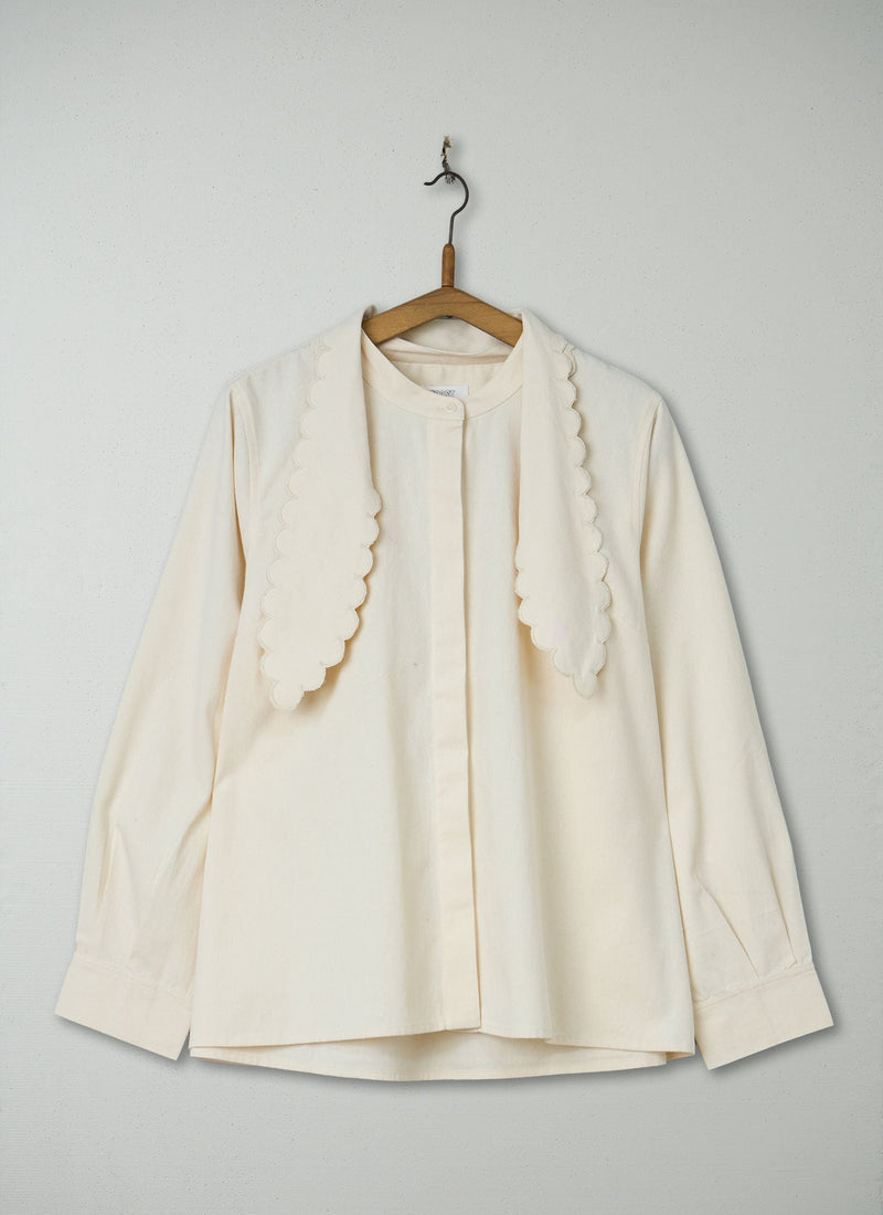 Reworn Cotton Pique Shirt Size 8 (773) | Ecru