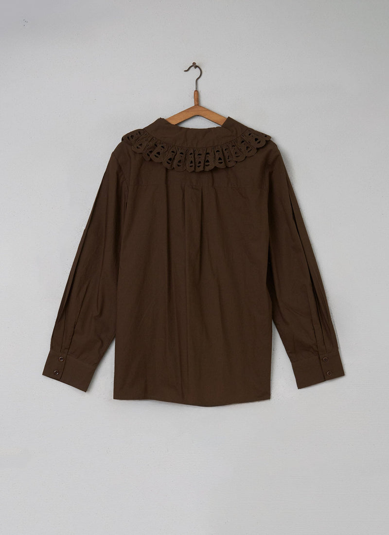 Reworn Broderie Anglaise Shirt Size 18 (051) | Conker