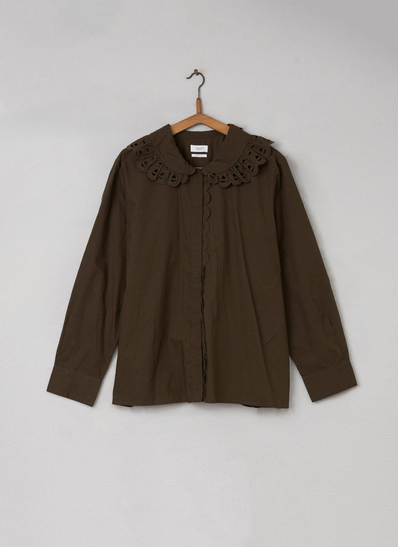 Reworn Broderie Anglaise Shirt Size 18 (051) | Conker