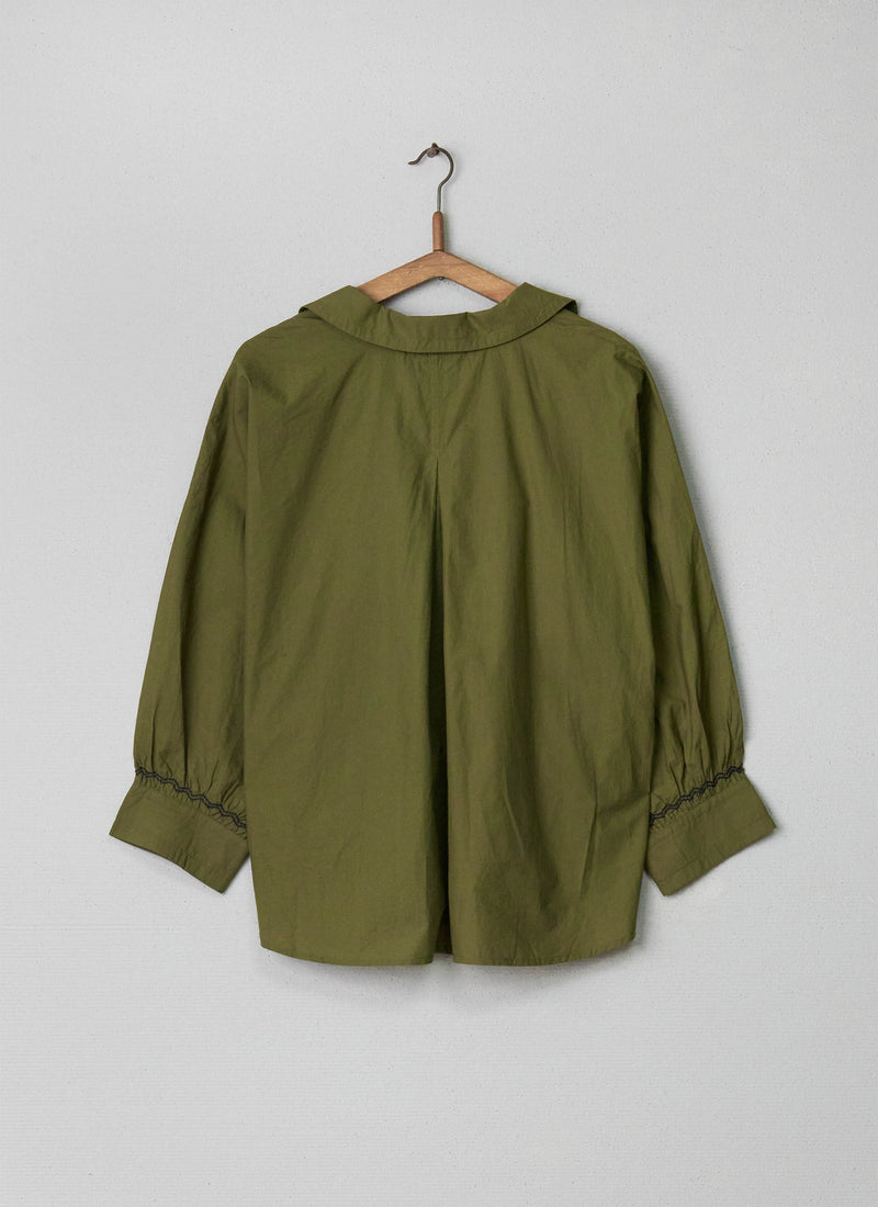 Reworn Oversized Poplin Shirt Size M (010) | Rich Olive