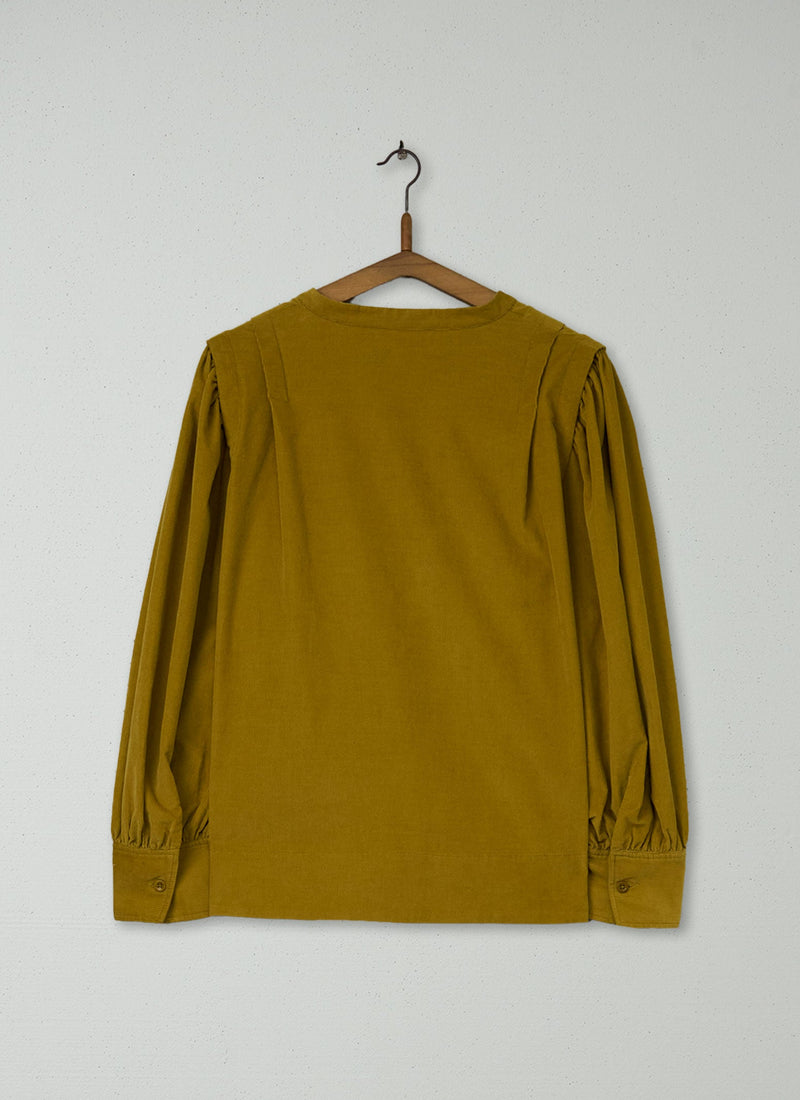 Reworn Blouson Sleeve Needlecord Shirt Size 16 (746) | Golden Buff