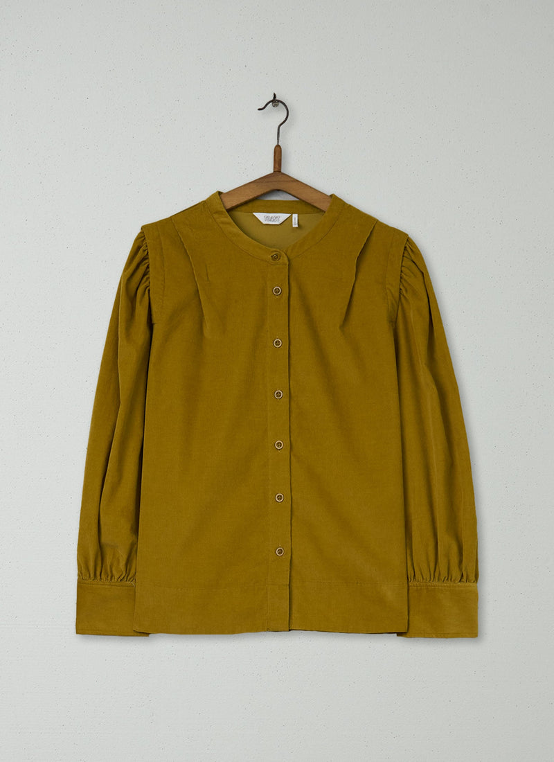 Reworn Blouson Sleeve Needlecord Shirt Size 16 (746) | Golden Buff