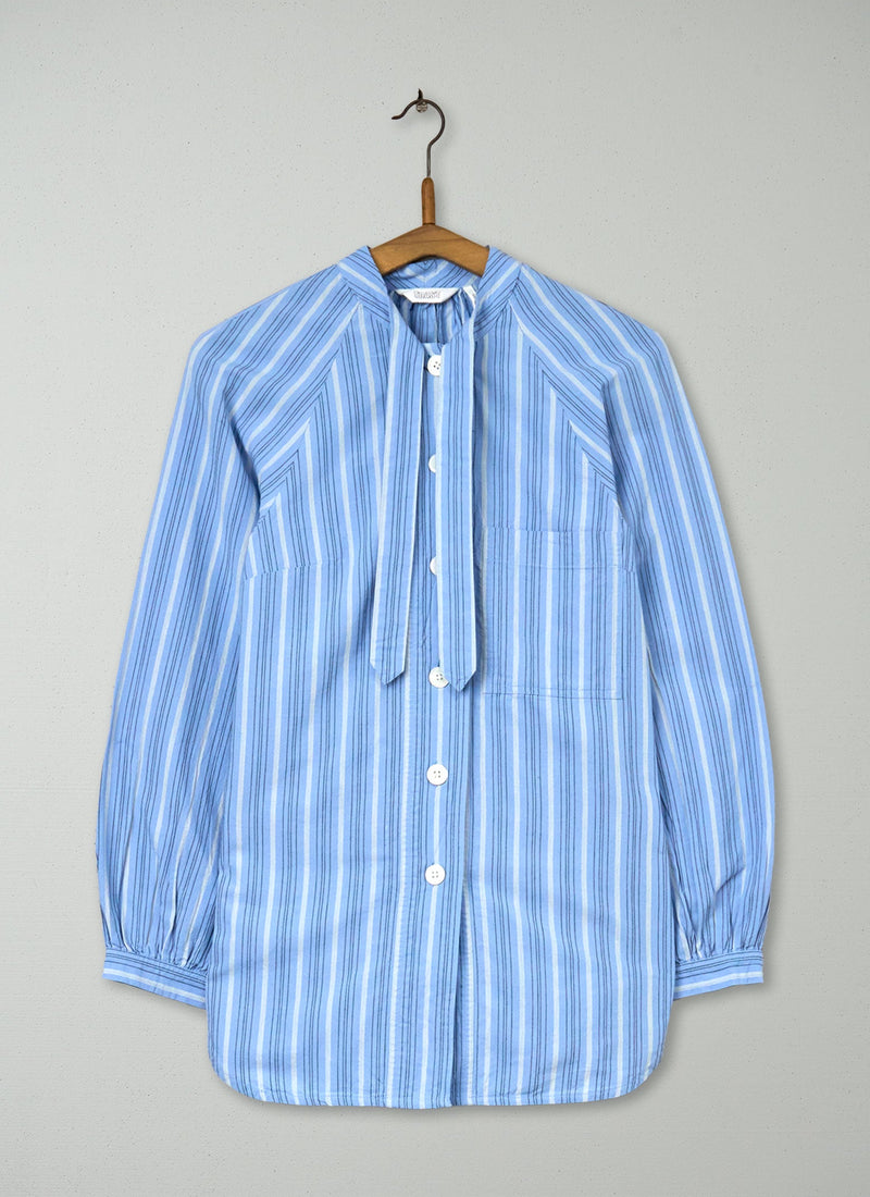 Reworn Tie Neck Stripe Shirt Size 8 (882) | Multi