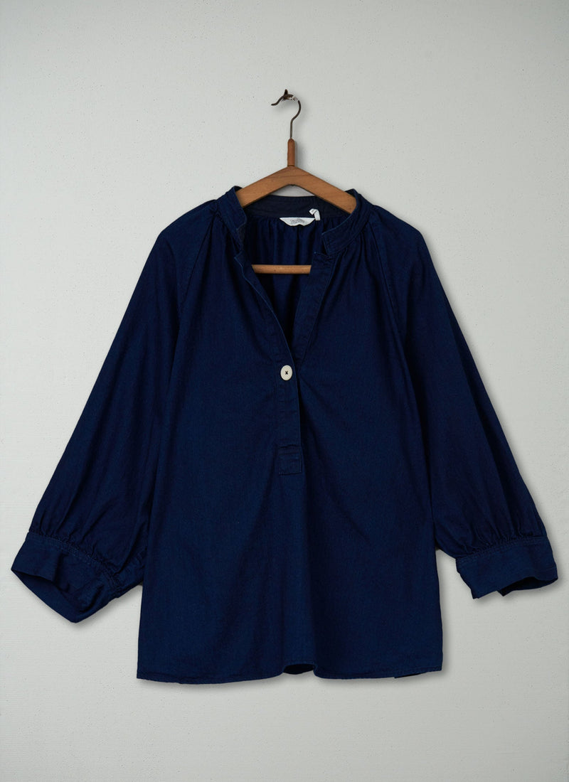 Reworn Indigo Twill Shirt Size 14 (230) | Indigo