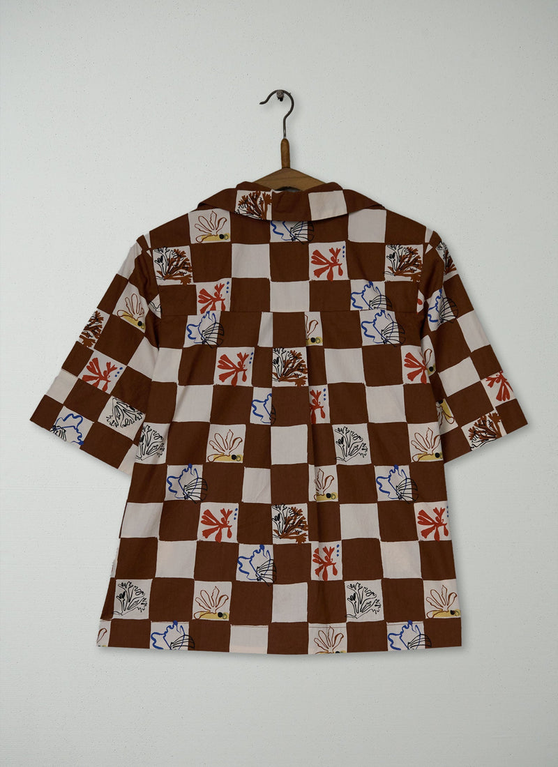 Reworn Coral Print Shirt Size S (986) | Multi