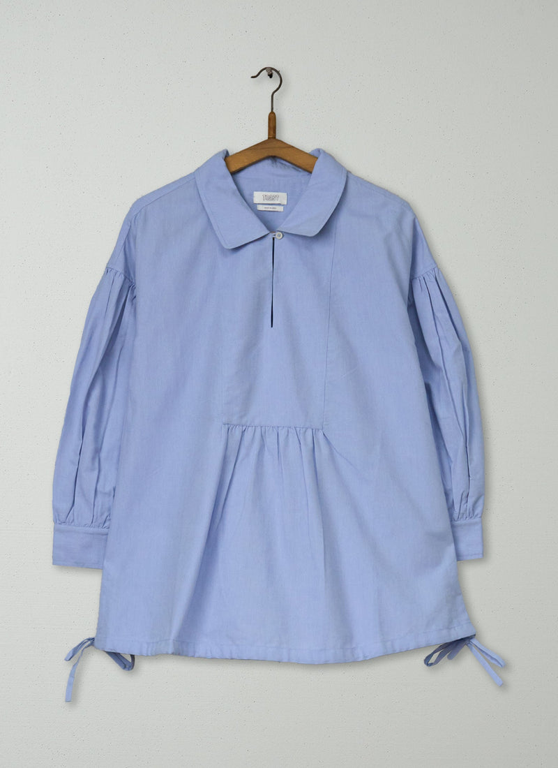 Reworn Gathered Sleeve Cotton Shirt Size XXSXS (875) | Chambray