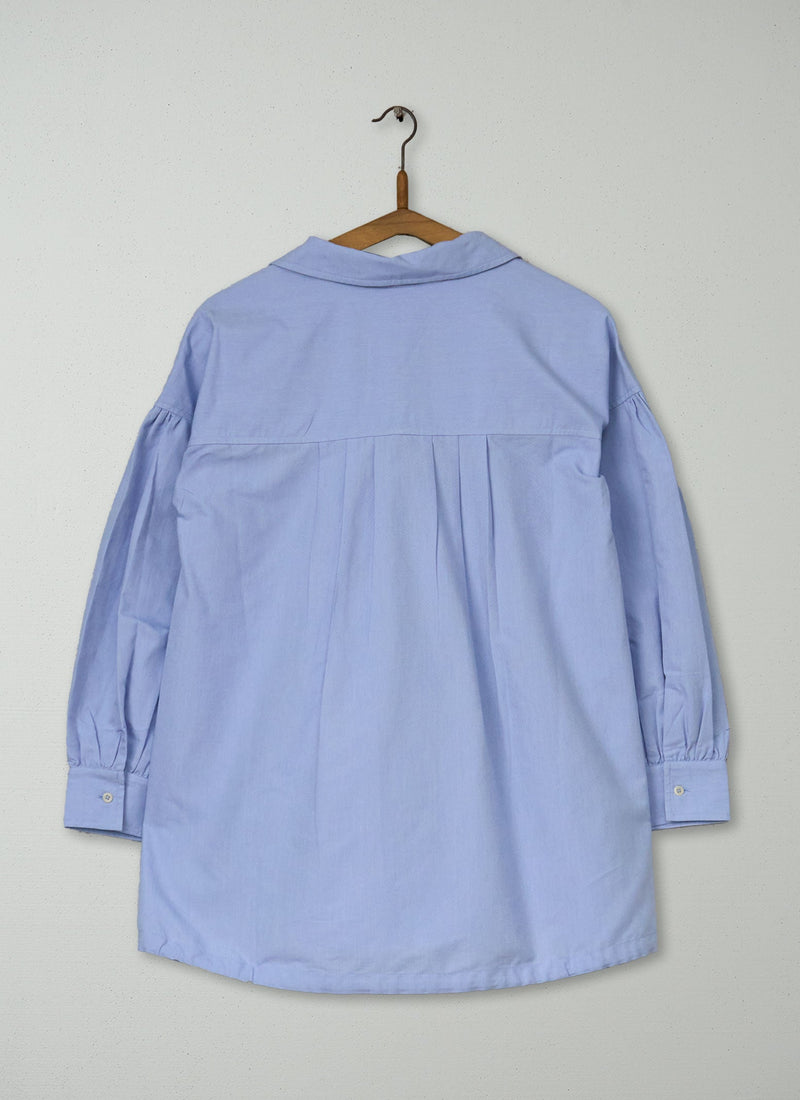 Reworn Gathered Sleeve Cotton Shirt Size XXSXS (947) | Chambray