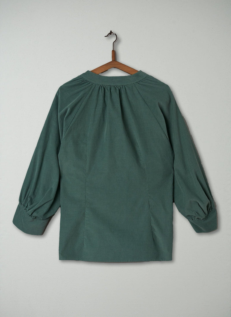 Reworn Needlecord Raglan Shirt Size L (221) | Thorn Green