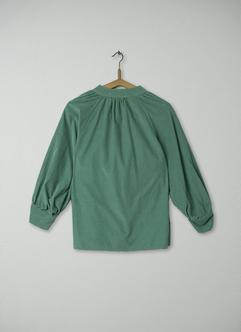 Reworn Needlecord Shirt Size XS (189) | Thorn Green