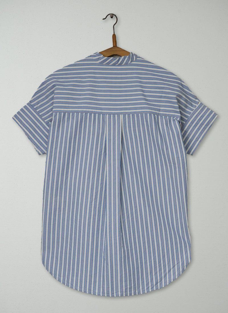 Reworn Stripe Poplin Gathered Shirt Size XXS (1155) | Multi