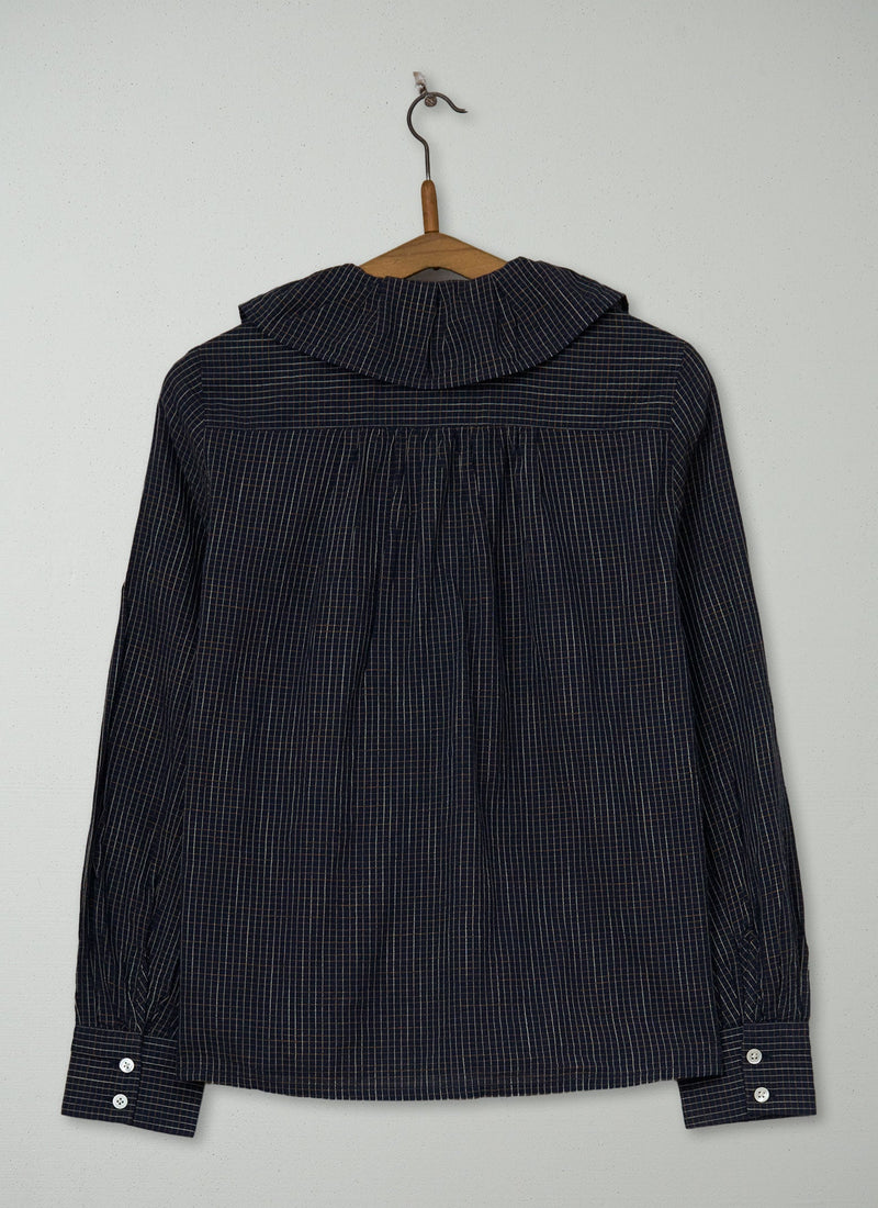 Reworn Ruffle Collar Check Shirt Size 6 (1167) | Ink