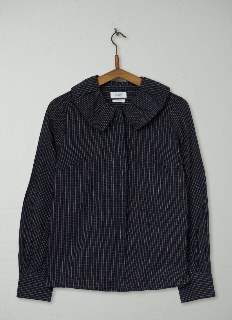 Reworn Ruffle Collar Check Shirt Size 6 (1167) | Ink
