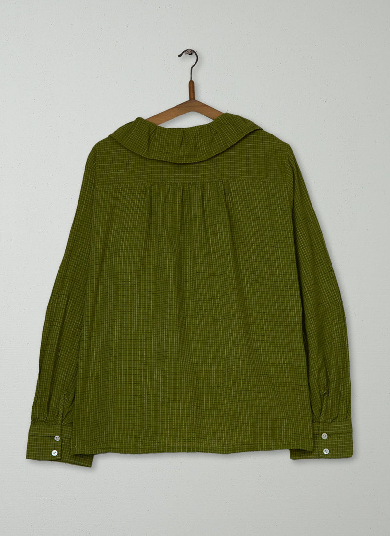 Reworn Ruffle Collar Check Shirt Size 6 (1153) | Leaf