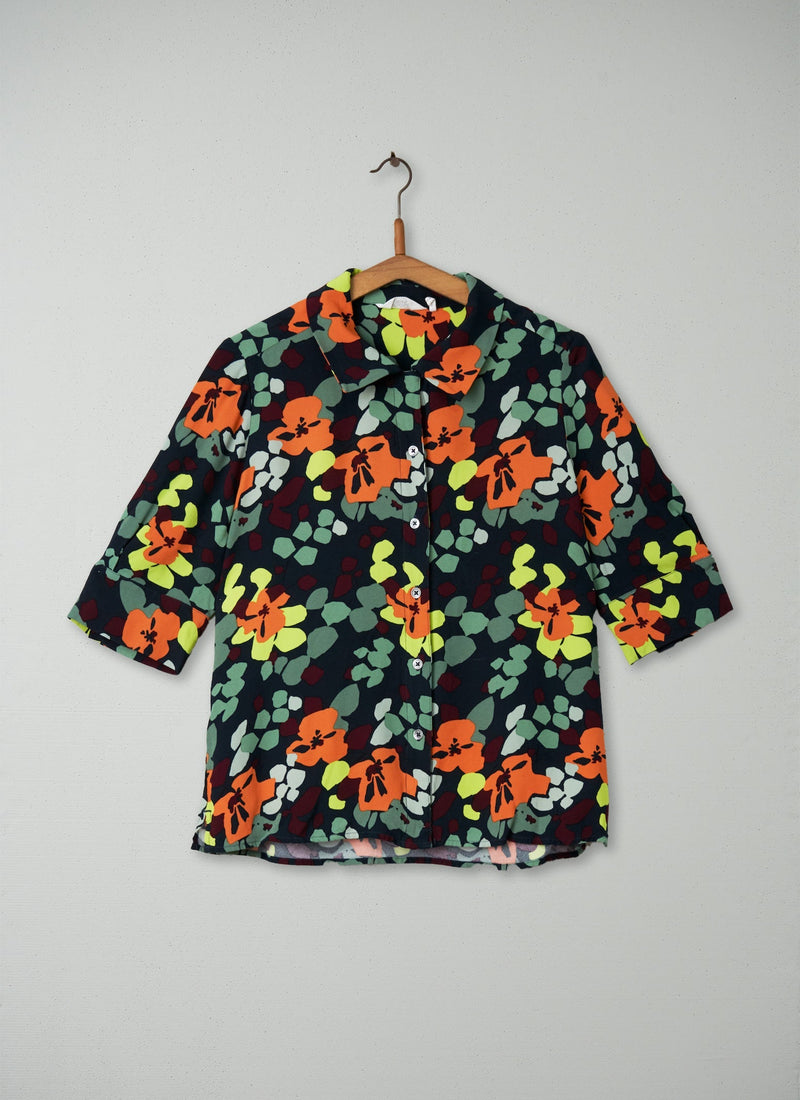 Reworn Flower Print Shirt Size 10 (192) | Multi