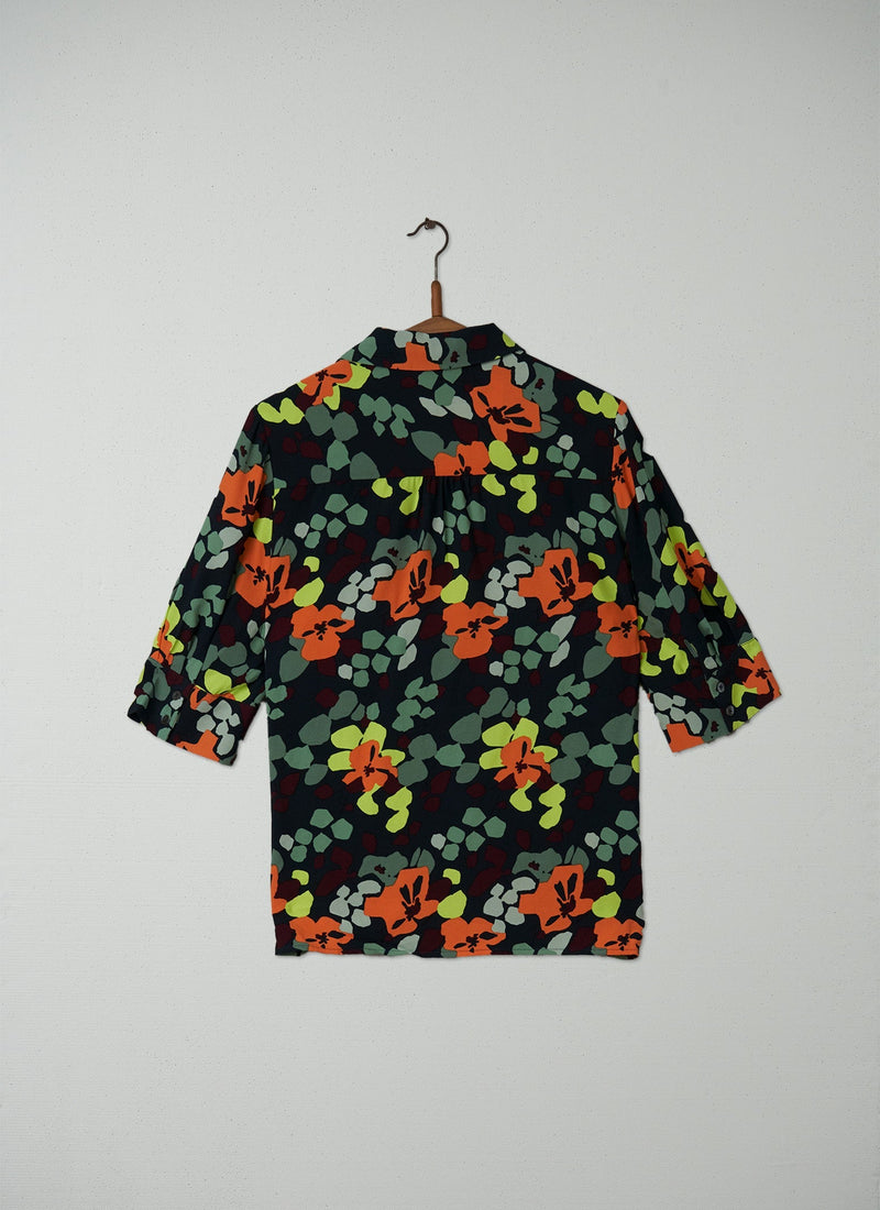 Reworn Harlequin Flower Print Shirt Size 12 (148) | Multi