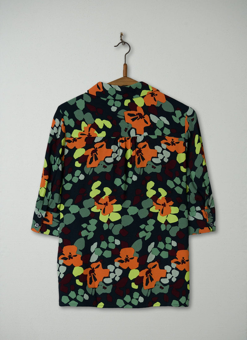 Reworn Print Crepe Shirt Size 6 (1100) | Multi