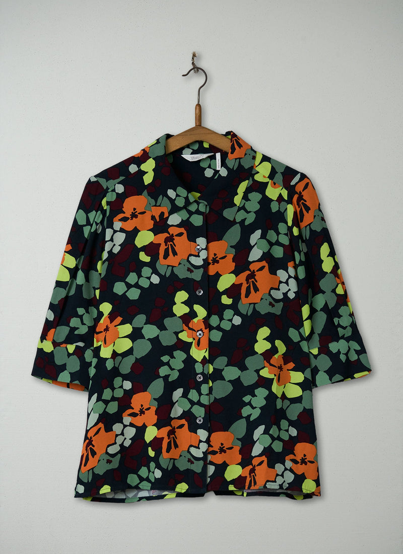 Reworn Print Crepe Shirt size 8 (948) | Multi