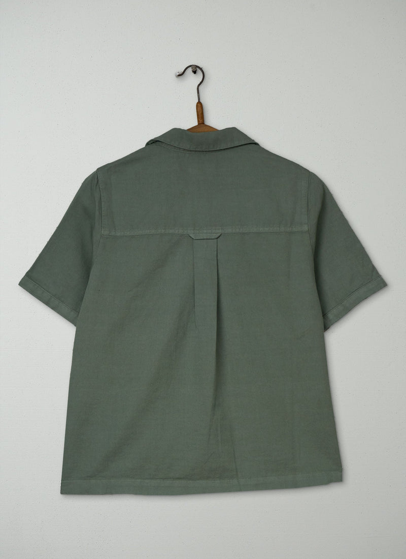 Reworn Cotton Linen Shirt Size 6 (1154) | Sage