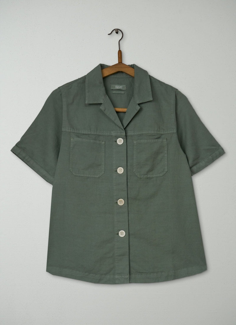 Reworn Cotton Linen Shirt Size 6 (1154) | Sage