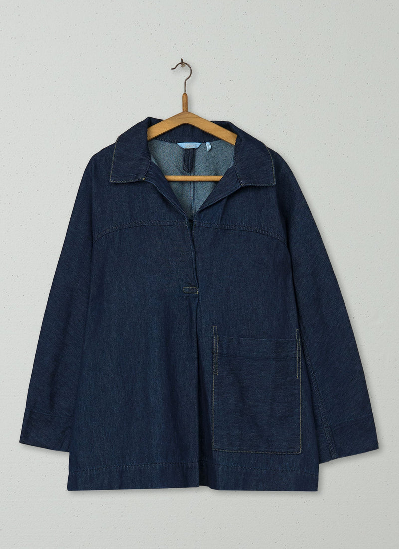 Reworn  Cotton Hemp Smock Size 18 (669) | Indigo