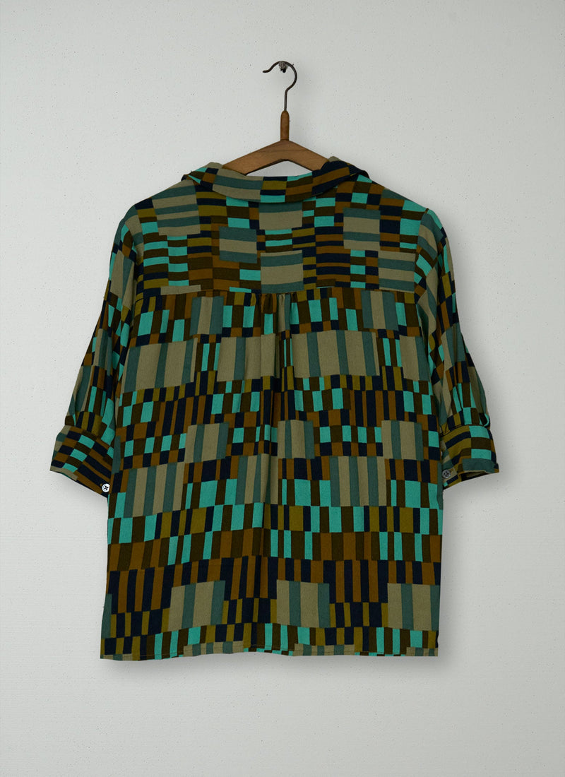 Reworn Irregular Check Print Shirt Size 16 (866) | Multi