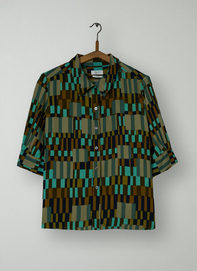 Reworn Irregular Check Print Shirt Size 16 (866) | Multi