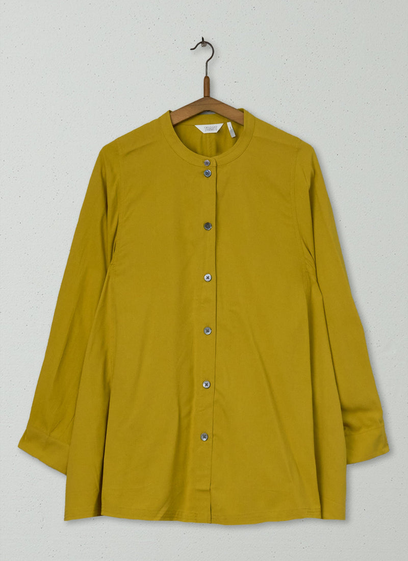 Reworn Spun Silk Shirt Size M (1221) | Golden Olive