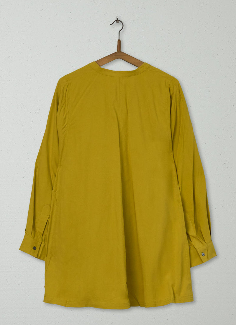 Reworn Spun Silk Shirt Size XL (686) | Golden Olive