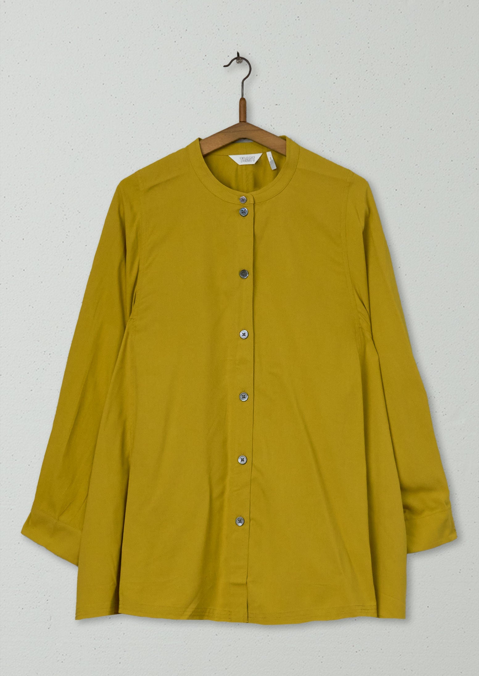 Reworn Spun Silk Shirt Size XL (718) | Golden Olive
