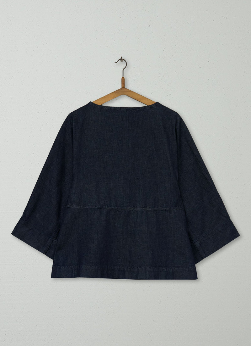 Reworn Cotton Denim Smock Size 10 (719) | Indigo