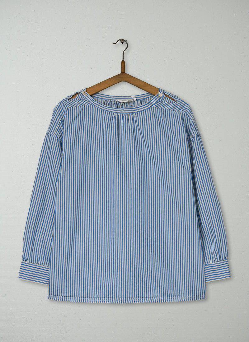 Reworn Stripe Cotton Smock Top Size M (1062) | Multi
