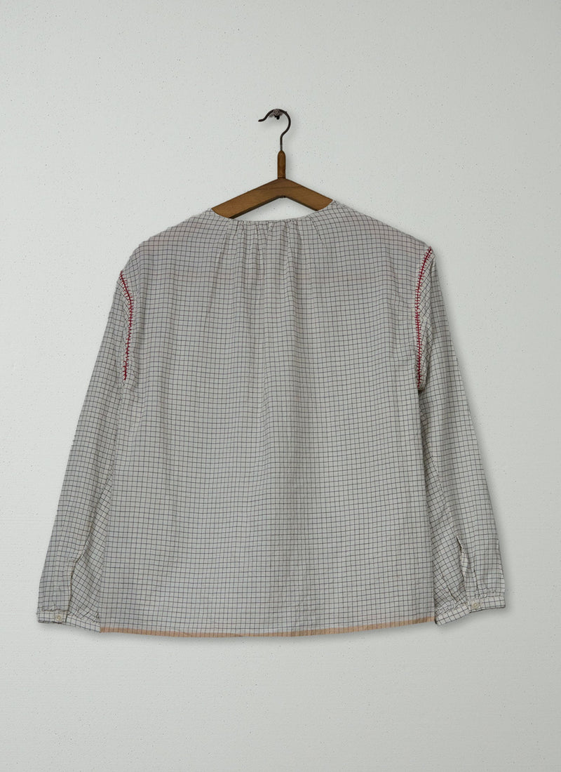 Reworn Graph Check Shirt Size L (961) | Ecru